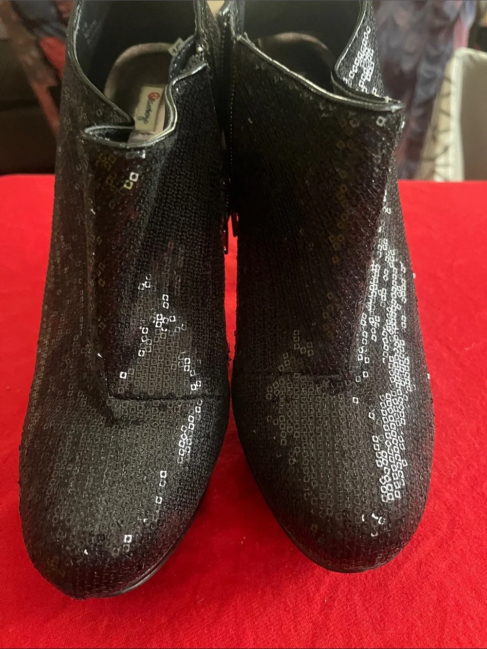 Dream Pairs Black Sequin Ankle Booties with Stiletto Heel